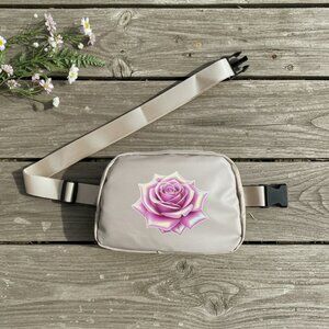 Shimmer Petal Rose – Pink rose with soft shimmering highlights– Beige Bag